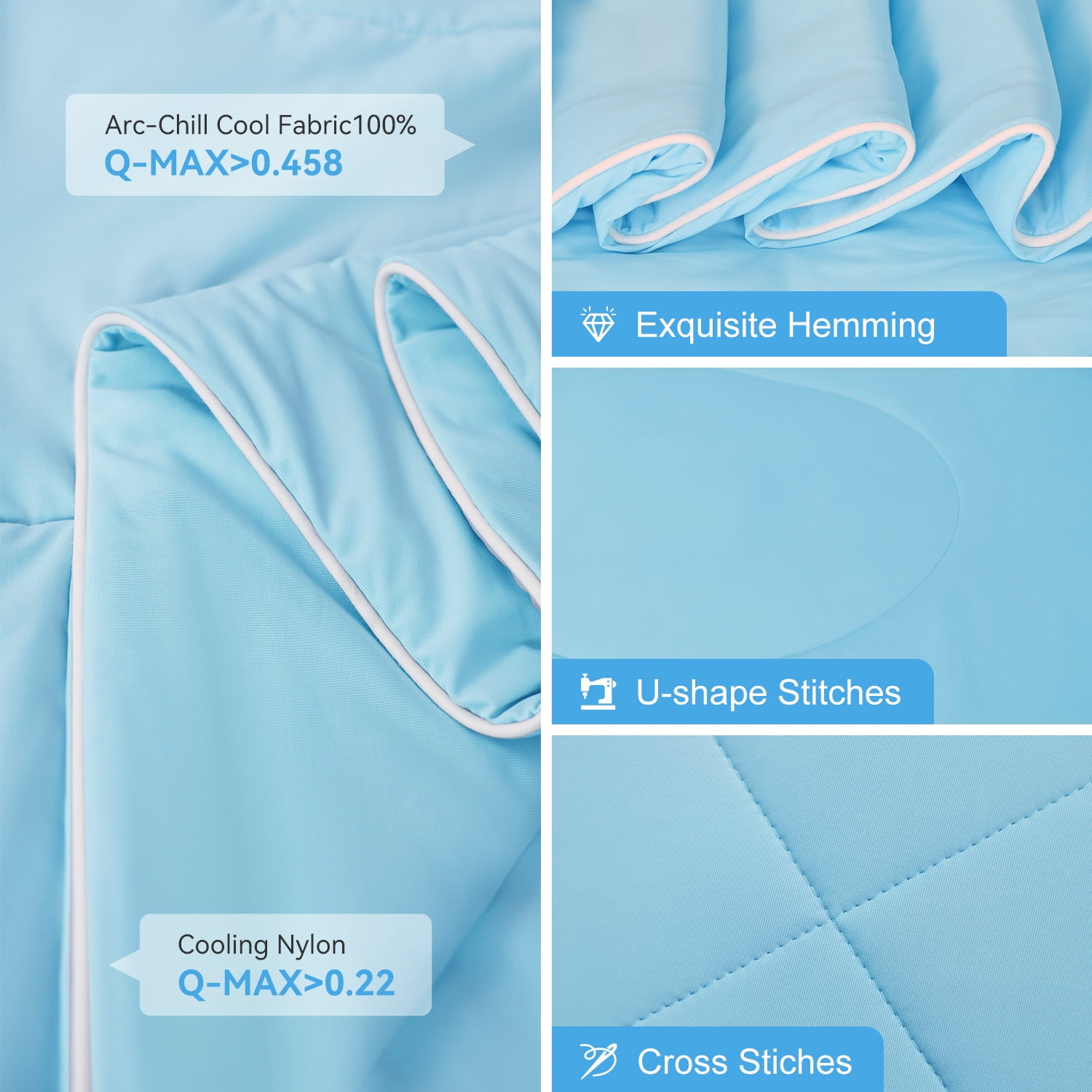 MH MYLUNE HOME Cooling Comforter for Hot Sleepers, Twin Size Double Side Arc-Chill Cold Tech Fabric Cooling Blanket Absorb Body Heat Upgrade Silk Smooth Lightweight Summer Comforter for Night Sweats