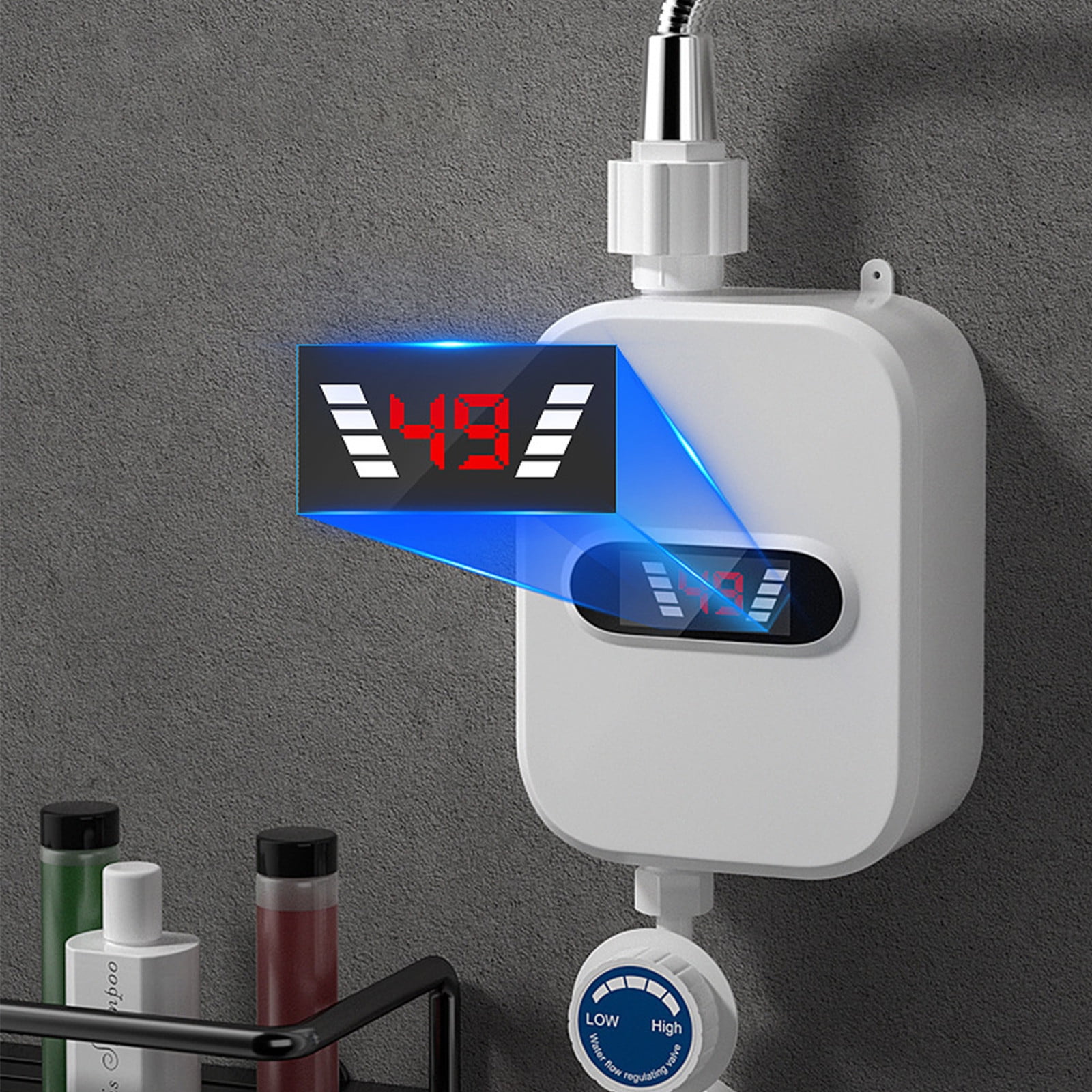 RnemiTe-amo Instantaneous Tankless Water Heater,Electric Instant Hot Water Heater Shower Electric Tankless Shower Hot Water Faucet Kitchen Bathroom Instantaneous Water Heater Tap 3000w