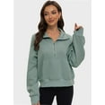 thumbnail image 5 of Womens Half Zip Sweatshirts Cropped Long Sleeve Hoodies Oversized Quarter Zip Up Pullover Tops, 5 of 6
