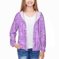 thumbnail image 3 of Cauagu Lilac Glittering Print Sun Protection Jacket for Teen,Full-Zipper Long Sleeve Sun Shirts with Pockets UV Hoodie Shirts Outdoor Athletic Jacket-Large, 3 of 7