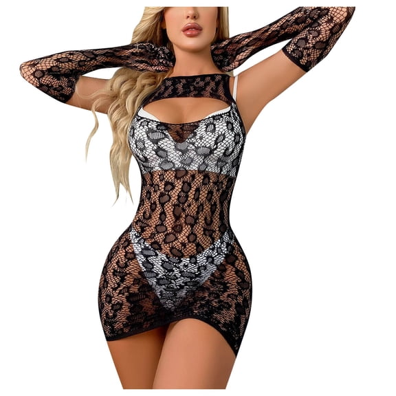 adviicd Womens Nightgowns Women Lingerie Lace Chemise Halter Nightwear Teddy Dress Black One Size