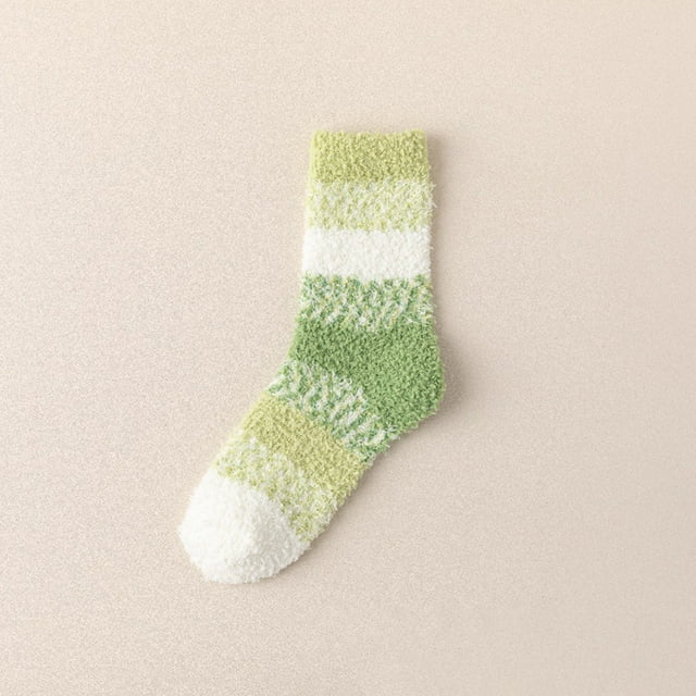 Chaussettes Vertes Chaudes et Douillettes pour Femmes, Surprises de Bas, Peluche Duveteuse, Chaussettes Pantoufles pour Dormir, Tissu Doux et Chaud