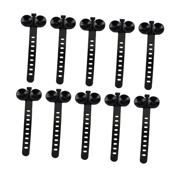 10 bridas con ventosa para acuario, accesorios prácticos y ajustables. Negro