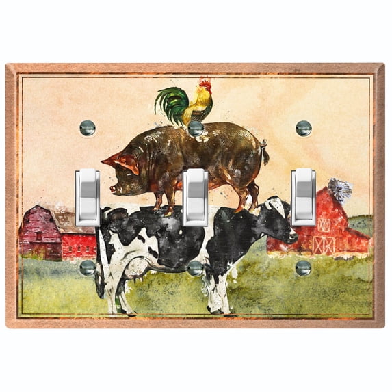 Metal Light Switch Plate Cover Countryside Cow Pig Chicken Animal Farm ANM007
