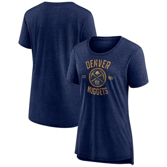 Women's Heather Navy Denver Nuggets Heritage Tri-Blend T-Shirt