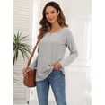 thumbnail image 3 of ANYJOIN Long Sleeve Shirts for Women Square Neck Fall Tops Lightweight Tunic Sweaters, 3 of 5