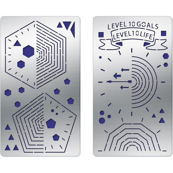 2pcs Diary Planning Form Metal Stencils Templates (4x7 Inch) Level 10 Goals Metal Journal Templates Ruler DIY
