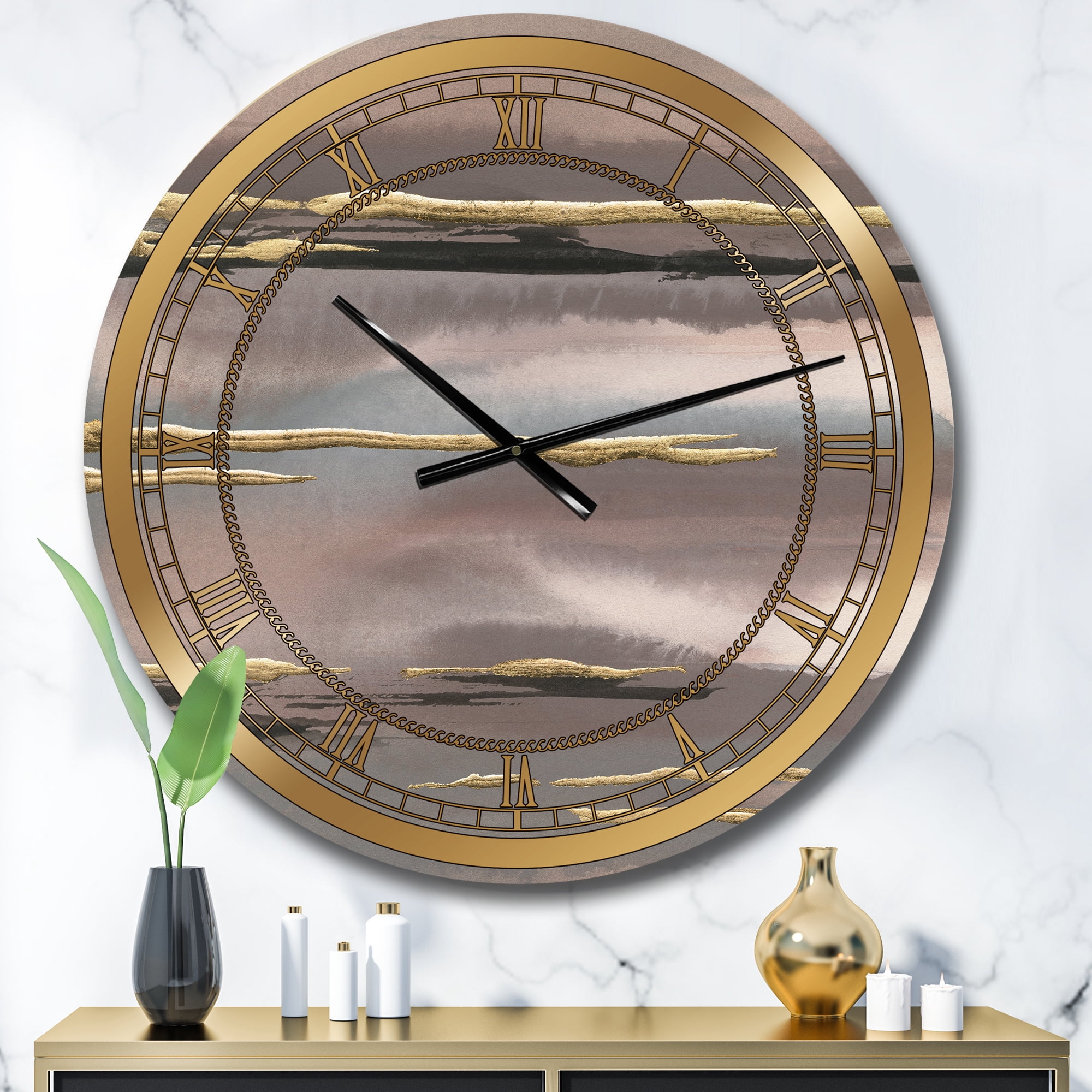Designart 'Glamorous Morning Fog I' Glam wall clock