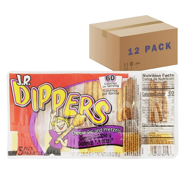 J.R. Dippers Cheese Dip & Pretzel Sticks Snacks (12 Packs)