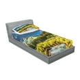 thumbnail image 2 of Ambesonne Landscape Fitted Sheet & Pillow Sham Set, Mountain Forest River, Twin, Multicolor, 2 of 2