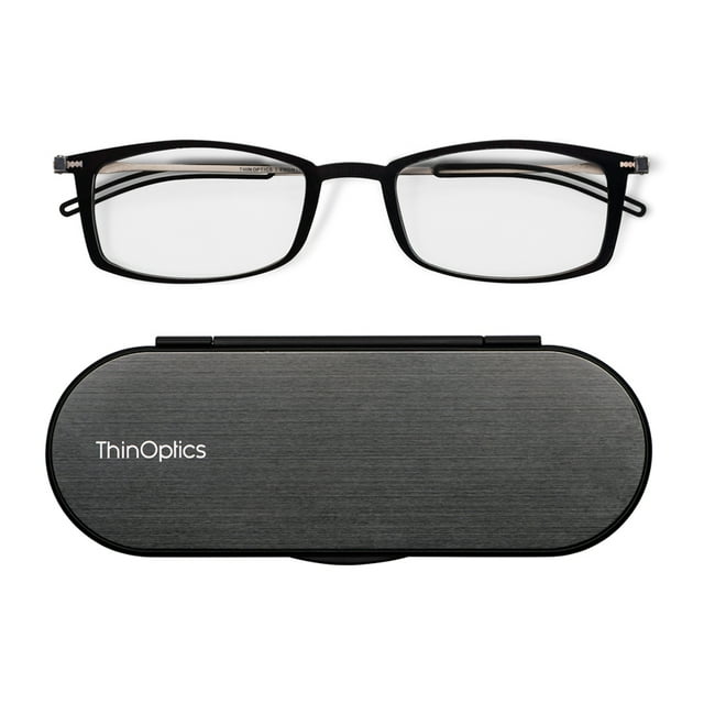 ThinOptics FrontPage collection - Lunettes Brooklyn Noires 1,5 avec Étui Milano Noir