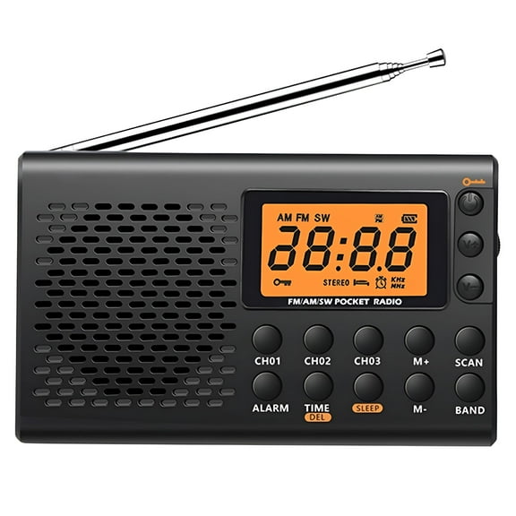 GJX Digital AM FM, Portable Shortwave Radios, Rechargeable Digital Tuner and Presets, Bass Speaker