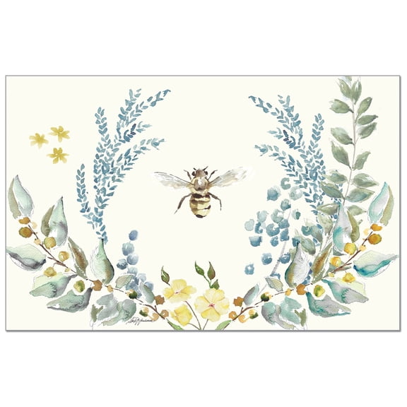 CounterArt "Bee Crest" 24-Sheet Reusable Premium Paper Placemats