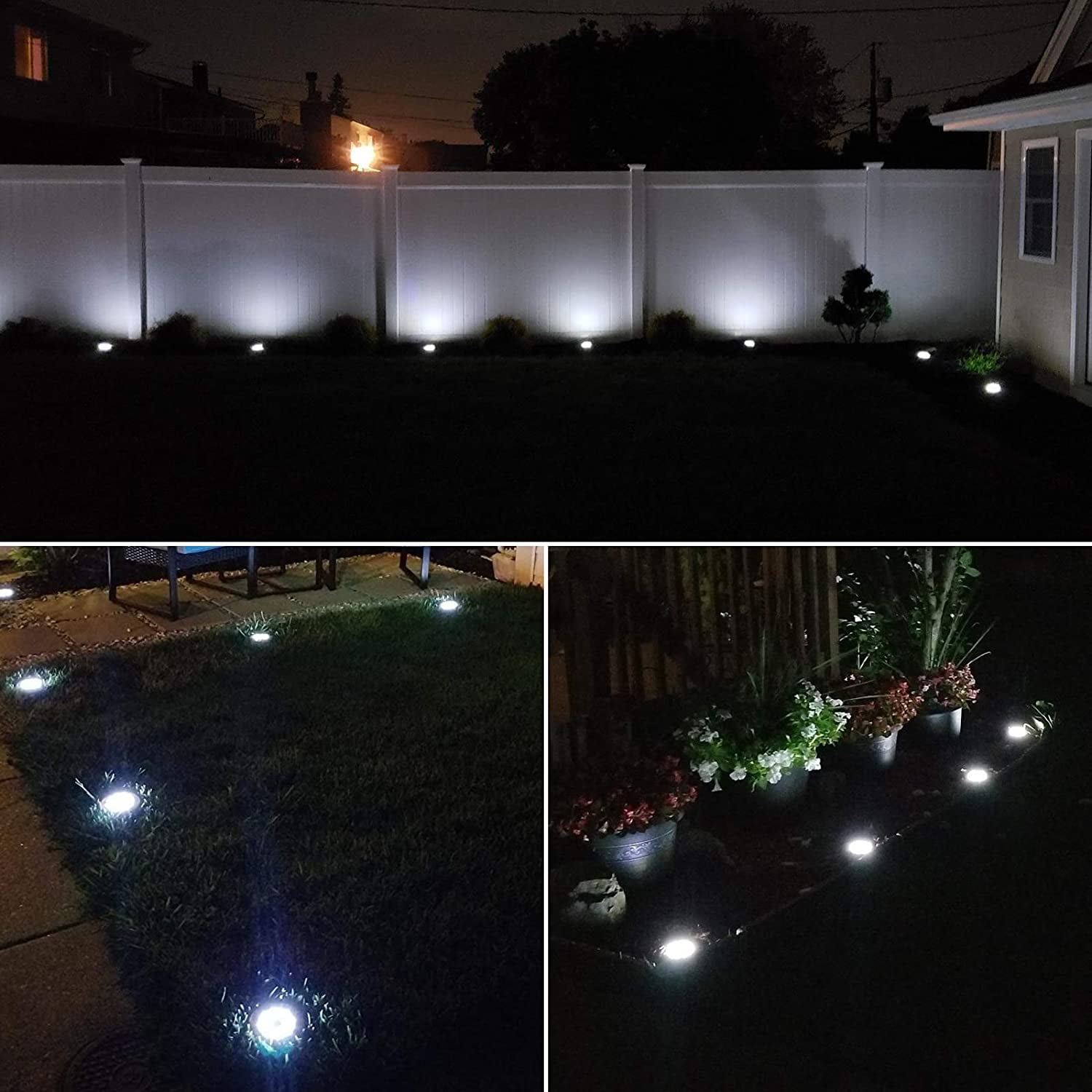 Solar Outdoor Lights Walkway Lights 8Packs, Bright Solar Ground Lights Uplight Sidelight, Waterproof Solar Deck Lights