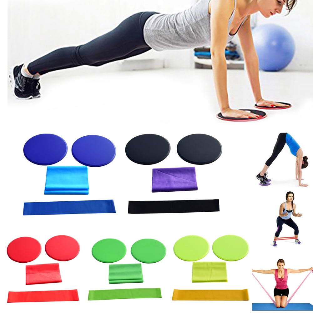 Resistance Bands and Sliders Gliding Discs Set of 5 Natural Latex Workout Bands 