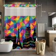 thumbnail image 5 of No Hook Shower Curtains with Snap-in Liner Set, Eiffel Tower Waterproof Hotel Style Bathroom Shower Curtain, Modern Colorful European Architectural Art Breathable Mesh Top Bath Curtains 60''x72'', 5 of 9
