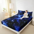 thumbnail image 4 of Manfei Glitter Galaxy Full Sheet Sets, Psychedelic Starry Sky Sheet Set Full, Dreamy Cartoon Bed Sheets Set Full Size, Breathable Room Decoration, 4pcs, 4 of 7