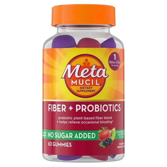 Metamucil Fiber Gummies, Probiotic Fiber Gummies, Strawberry Kiwi   Blackberry, 60 Count