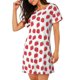 thumbnail image 2 of Fotbe Cartoon Strawberry Bata de Dormir para Mujer con Estampado, Camisón de Algodón de Manga Corta, Ropa de Dormir Casual, 2 of 6