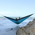 thumbnail image 3 of Vivere Nylon Double Parachute Camping Hammock - Turquoise and Chocolate, 3 of 8