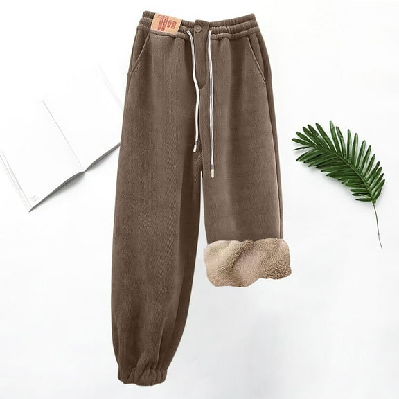 Dxzfnsa Womens Pajama Pants Women Solid Color Comfy Loose Lounge Pants with Pockets Drawstring Elastic Waist Winter Warm Fleece Sweatpants
