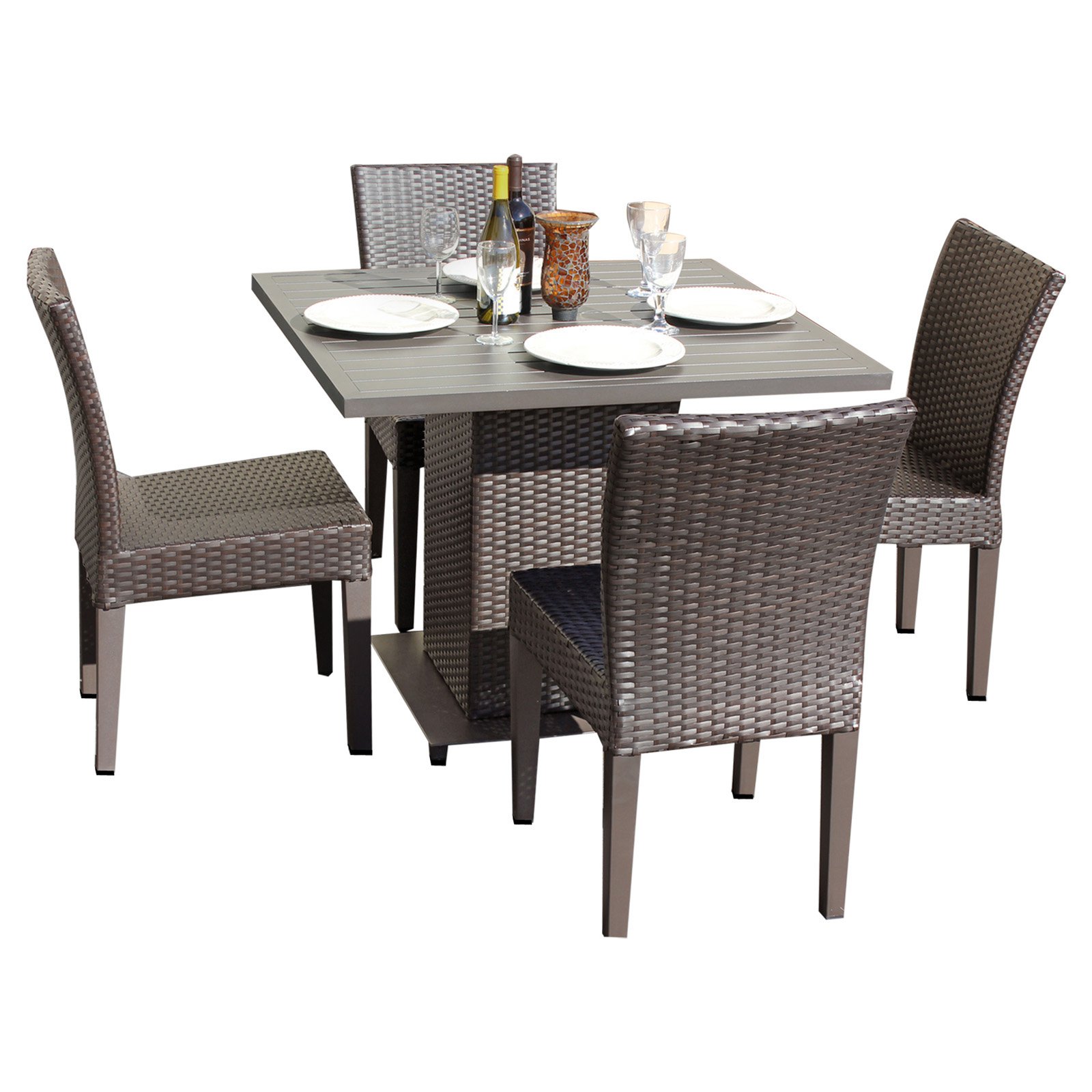 Belle Square Dining Table with 4 Armless Chairs in Grey - image 2 of 2
