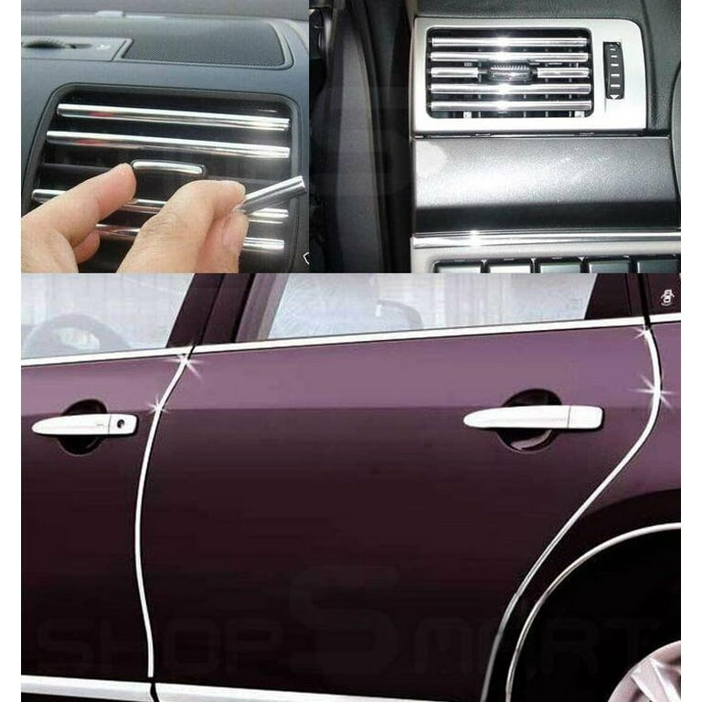 Car Silver Chrome Molding Trim Strip Door Edge Console Decorative Guard 