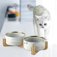 thumbnail image 4 of de cerámica para gato perros, plato de comida con madera, mascota redonda elevada co doble Yuyangstore  Cuencos para gatos, 4 of 8