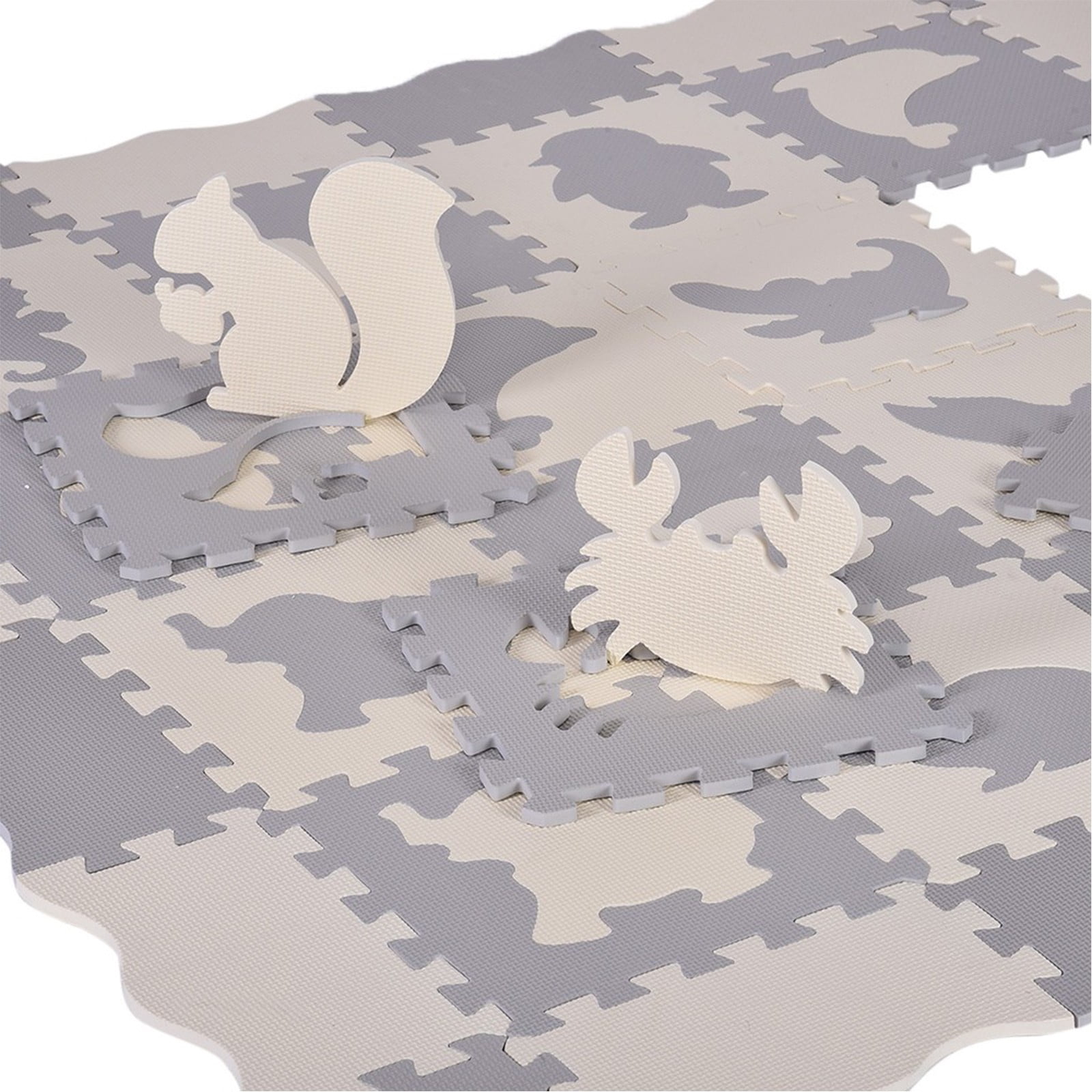 BJBSJSZ Kids Play Mat Interlocking Foam Floor Tiles, Animal Styles Puzzle Mat Soft Non-Toxic Crawling Foam Mat with Fence, Activity Playmat for Toddlers Room Decor