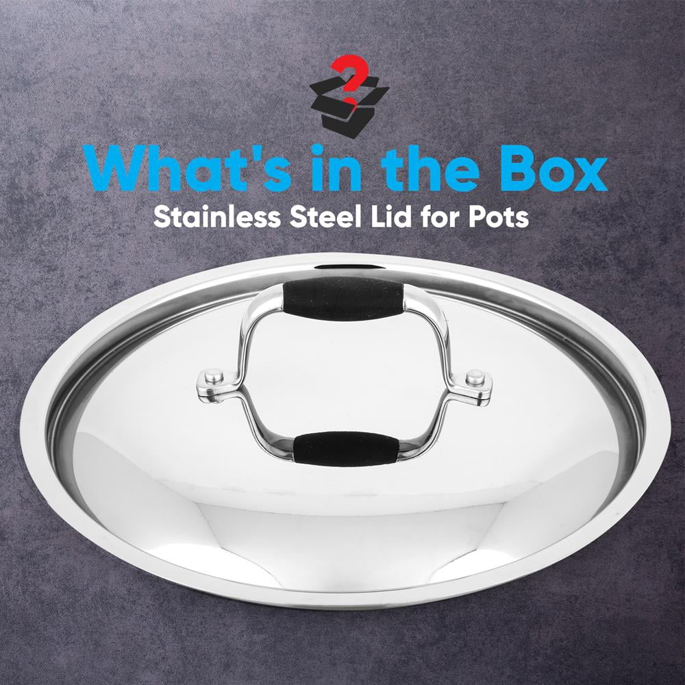 NutriChef Stainless Steel Sturdy & Durable Stain-Resistant Kitchen Cookware Sauté Pan Stock Pot Lid
