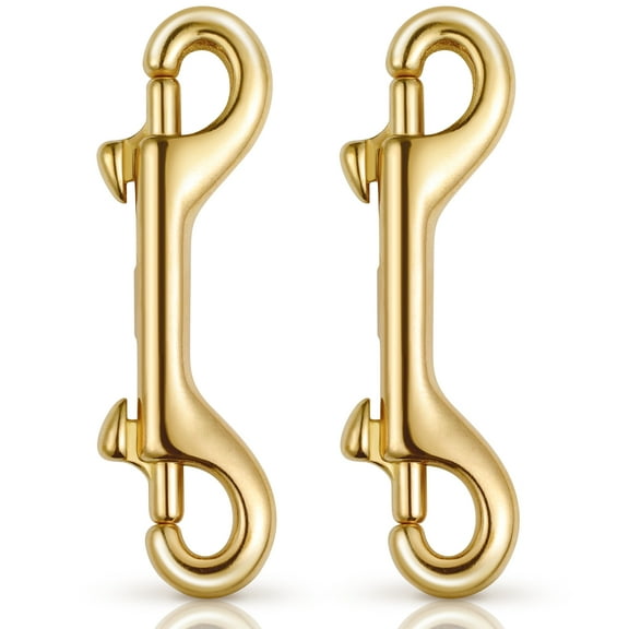 Brass Double Ended Snap Hook- Trigger Chain Clips Hooks for Straps Bags Belting Leathercraft, Small Leashes, Clip Keychain 2pcs