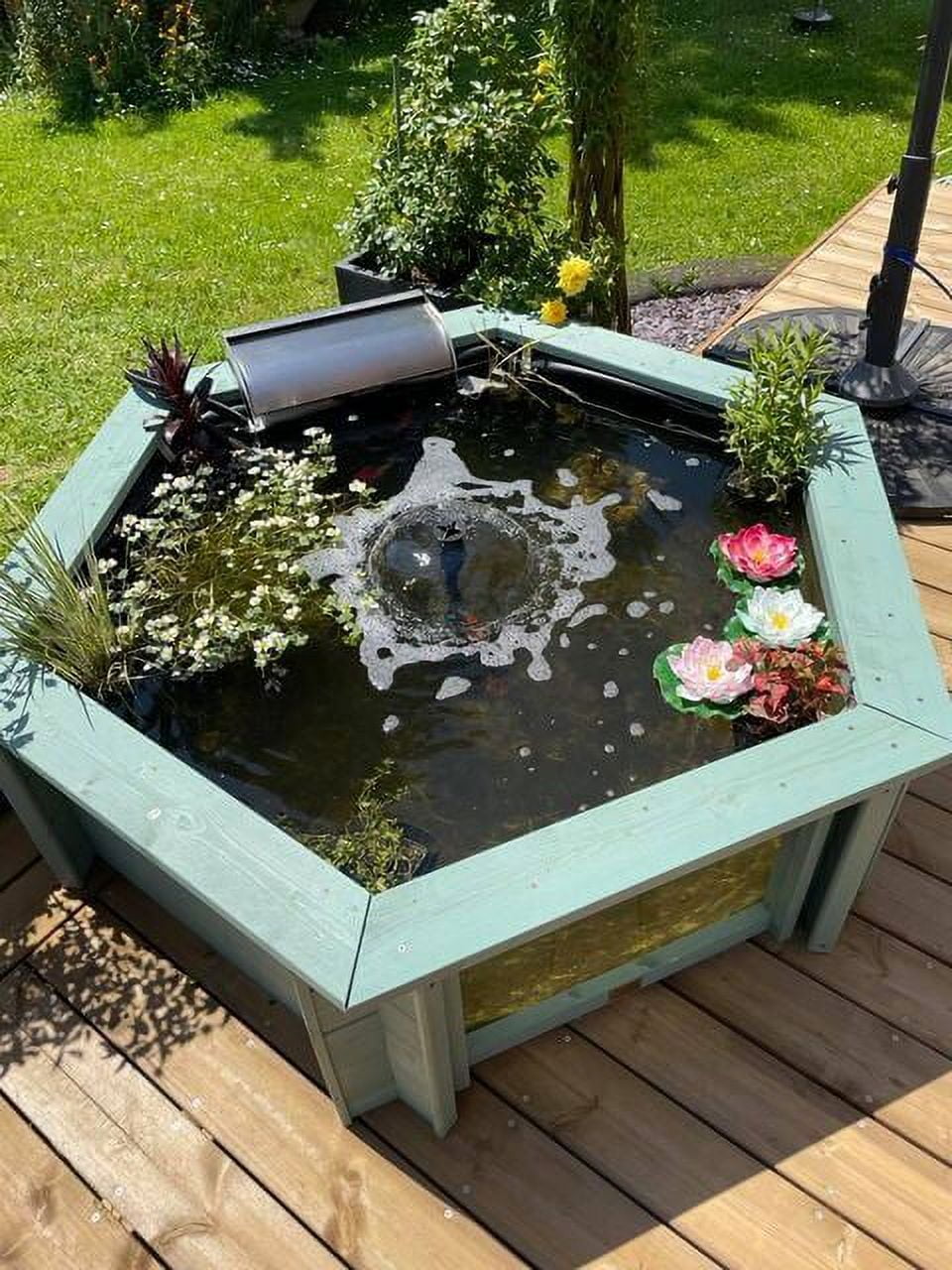 Raised Hexagon Wood Pond with Large Windows - Lily View, 172