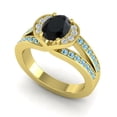thumbnail image 2 of 2.35 Carat Beautiful Oval Cut Black Onyx & Aquamarine Gemstone Anniversary Ring for Women Solid 18K Yellow Gold Size 3 by Diamond-Capitals, 2 of 8