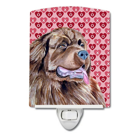 Caroline's Treasures LH9129CNL Newfoundland Hearts Love and Valentine's Day Portrait Ceramic Night Light, 6x4x3",