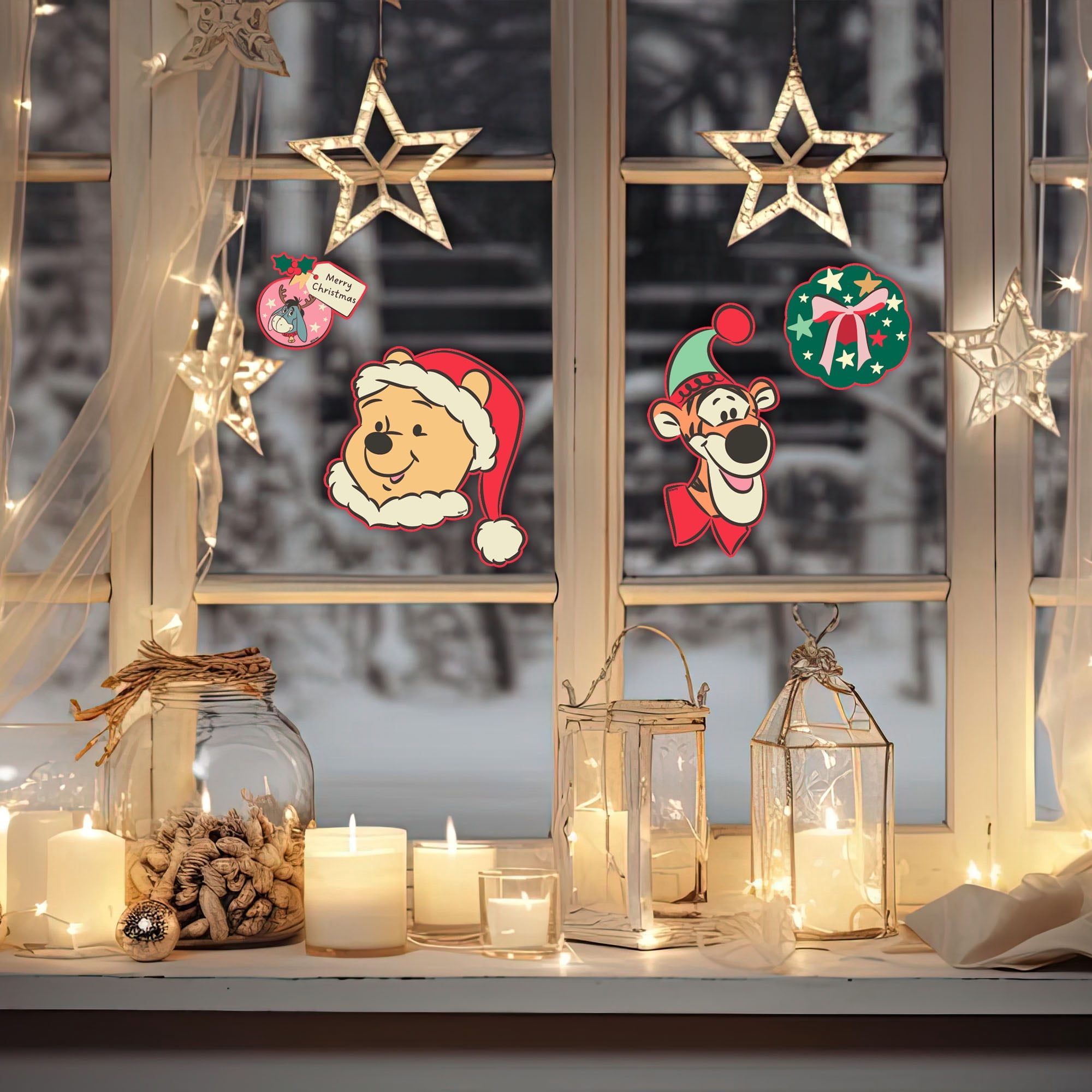 Disney Winnie the Pooh Christmas Window Clings – Holiday Window Decorations Featuring Pooh, Tigger & Eeyore