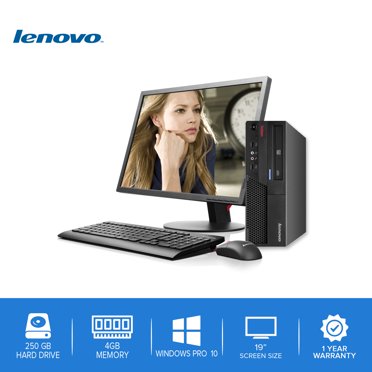 Lenovo-ThinkCentre Desktop Computer PC – Intel Core 2 Duo - 4GB Memory – 250GB Hard Drive - Windows 10 with a 19" LCD - Used