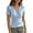 Light Blue, variant on MEZZALL Women T-Shirts V-Neck Pleated Short Sleeve Tops For Casual Everyday Wear Leisure Solid Color Streetwear