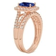 thumbnail image 3 of Clara Pucci 18K Rose Gold Emerald Cut 1Ct Simulated Tanzanite Engagement Ring + Matching Band - Luxury Box Included, 3 of 6