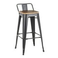 thumbnail image 2 of Oregon Industrial Low Back Barstool in Black Metal and Wood-Pressed Grain Bamboo by LumiSource - Set of 2, 2 of 7