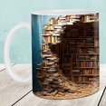 thumbnail image 7 of Travel Mug 3D Bookshelf Pattern Ceramic Mug 11oz Drinkware, Unique Sculpted Kitchen Gadget, Beverage Container for Birthday Christmas Holiday Desktop Gift Decor, 7 of 7