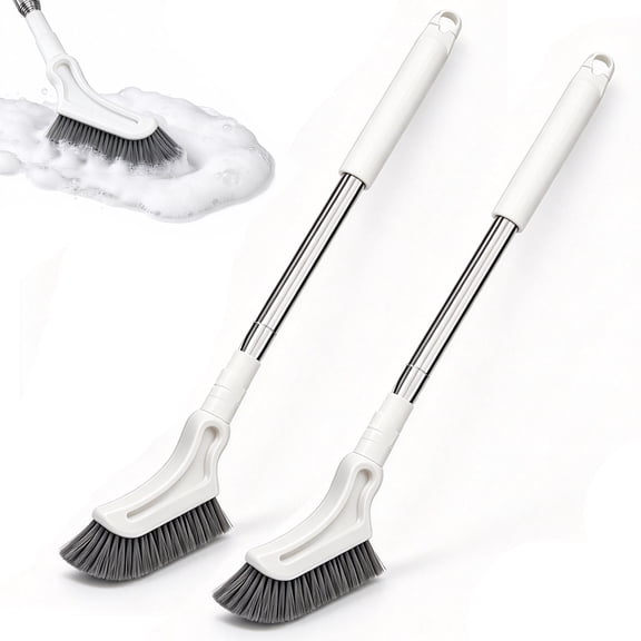 Clearance Floor Scrub Brush with Long Handle for Cleaning Shower Bathroom Kitchen Tub Deck Brush -2 Pcs