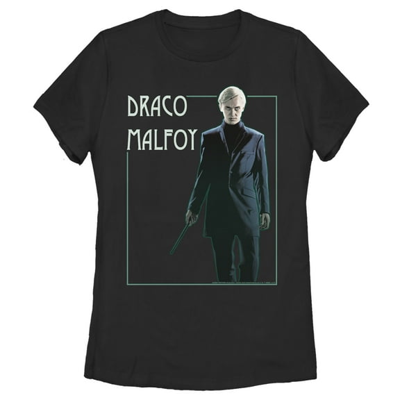 Women's Harry Potter Draco Malfoy Simple Framed Portrait  Graphic Tee Black Small