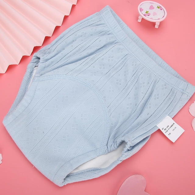 Pantalones de pañales para bebés de 4 capas, pantalones de entrenamiento a prueba de fugas de orina, pantalones de aprendizaje para niños de gasa de algodón para recién nacidos (azul 80)