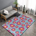 thumbnail image 2 of Purple Red Daisies Flowers Shaggy Area Rug, Rugs for Living Room Bedroom Non Slip Door Mat Indoor Carpet Machine Washable Nursery Home Decor Floor Mats for Entryway 60x39in-#, 2 of 5