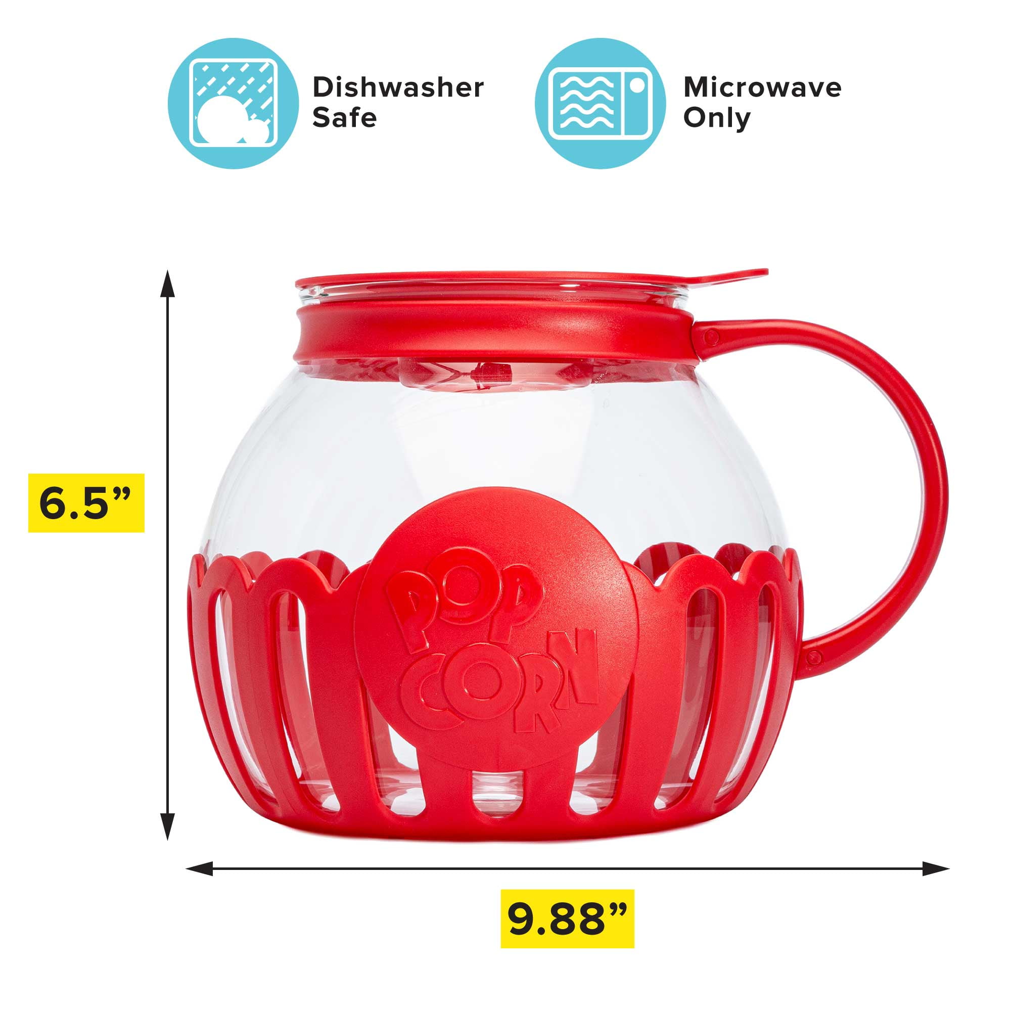 Tasty Red Ecolution Micro Pop Popcorn Popper 1.5 Quart with Instructions