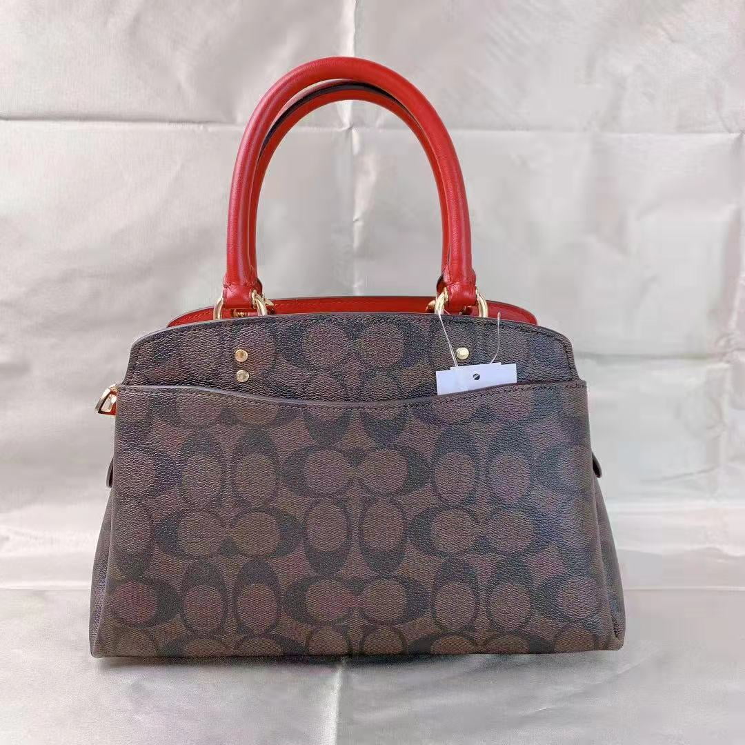 Coach Women s Mini Lillie Carryall Satchel Handbag In Signature Canvas Brown Red Walmart