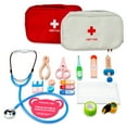 thumbnail image 1 of 15PCS Doctor Nurse Dentist Pretend Roles Play Toy Set Kids Game Gift, Wooden Children's Outdoor Simulation First aid Kit, 1 of 7
