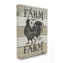Stupell Farm Sweet Farm Rustic Rooster Stretched Canvas Wall Art 16 x 20