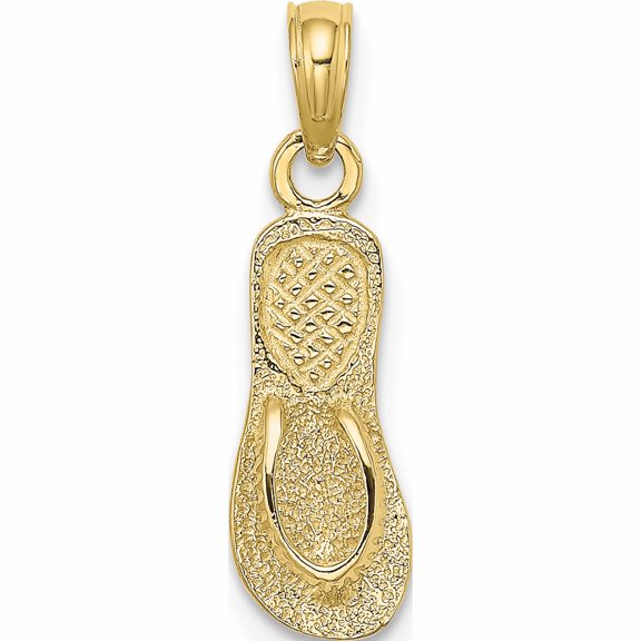 10K Yellow Gold Textured Straps Single Flip-Flop Charm (19.9 X 6.1) Made In United States -Jewelry By Sweet Pea
