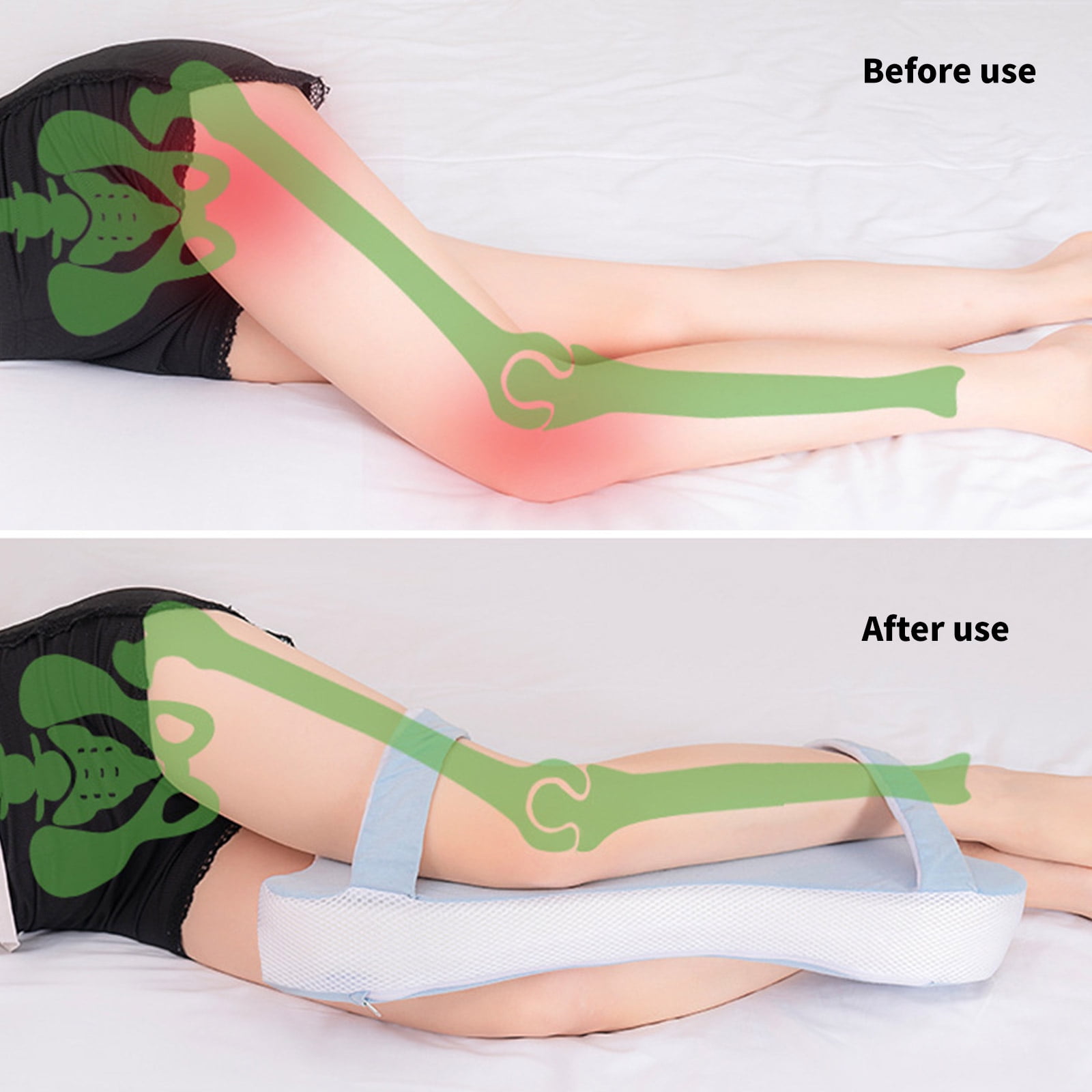 Knee Pillow for Spinal Alignment Pregnancy Support Breathable Washable Cover Portable Designs Multiple Use